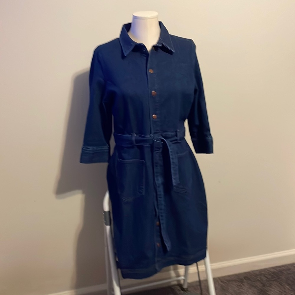 Classic Navy Shirt Dress with Tie Waist